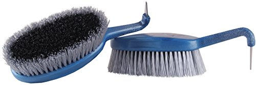 Produktbild von Haas Huf Duo Azzuro Kombi Hufkratzer und Bürste für Pferde Blau Schwarz Grau