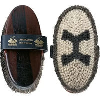 Produktbild von Haas Lipizzaner Kardätsche Bürste für Pferde aus Naturmaterial in Schwarz und Braun