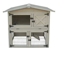 Produktbild von Habau Hasenstall Meran Kaninchenstall mit Freilauf und Treppe aus Holz Grau 108 x 53 x 100 cm