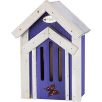 Produktbild von HABAU Insektenhotel Schmetterlingskasten aus Holz in Lila und Weiß - 1 Stk.