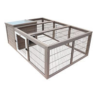 Produktbild von HABAU Kleintier Freilaufgehege aus Metall mit Haus und aufklappbarem Deckel für Nager Grau 147 x 98 x 55 cm