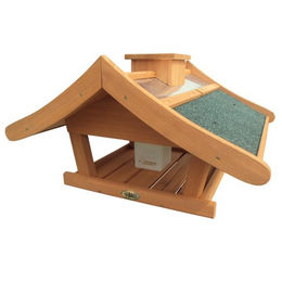 HABAU Vogelhaus Estland aus Holz mit Futtersilo und Ständer in Braun – Bild 1 von 5
