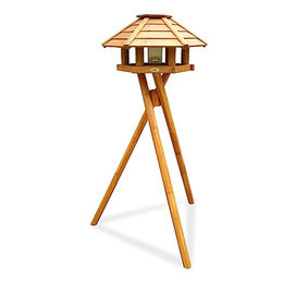 HABAU Vogelhaus Toronto aus Holz mit Futtersilo und Ständer in Braun - 450 ml – Bild 1 von 8