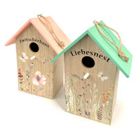 Produktbild von HAC24 2er Set Holz Vogelhaus Nistkasten für Meisen und Wildvögel 22 x 12 x 15,5 cm