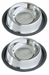 HAC24 2er Set Rutschfeste Futternapf aus Edelstahl für Hund und Katze 450ml Ø 21cm - 2 x 450 ml – Bild 1 von 2