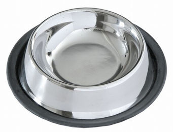 Produktbild von HAC24 Rutschfester Edelstahl Futternapf für Hund und Katze 450ml Silber Ø 21cm - 450 ml