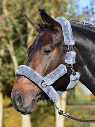 Halfter Guard Kunstfell Anthrazit Schwarz für Warmblut – Bild 1 von 1