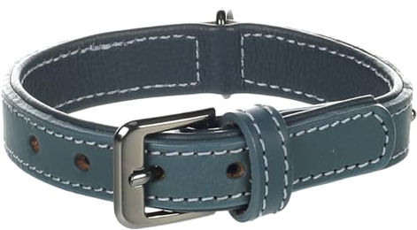 Halsband Denver aus Leder mit Schmuckelementen Flamingo Blau Größe S 25-31cm – Bild 1 von 4