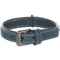 Produktbild von Halsband Denver aus Leder mit Schmuckelementen Flamingo Blau Größe S 25-31cm