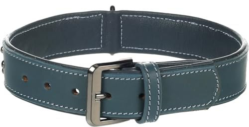 Halsband Denver aus Leder mit Schmuckelementen Flamingo in Blau Größe L 41-50cm – Bild 1 von 3