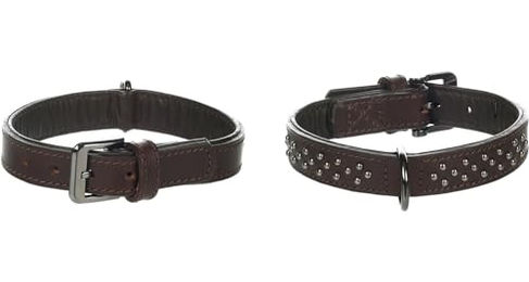 Halsband Denver mit Schmuckelementen Flamingo Braun Leder Größe S/M 31-37cm – Bild 1 von 4