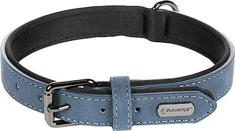 Halsband Flamingo Blau aus Kunstleder Größe M 36/44cm – Bild 1 von 2