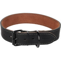 Produktbild von Halsband Flamingo Montana Leder Breit Schwarz XXL 53-63cm 40mm