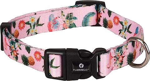 Halsband Flamingo Sera Rosa Grün Gelb Größe M 40-55cm 20mm – Bild 1 von 1