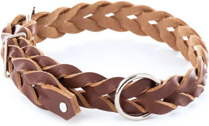 Produktbild von Halsband für Hunde aus geflochtenem Vollleder von Martin Sellier in Braun 38 cm