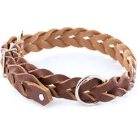 Produktbild von Halsband für Hunde aus geflochtenem Vollleder von Martin Sellier in Braun 38 cm