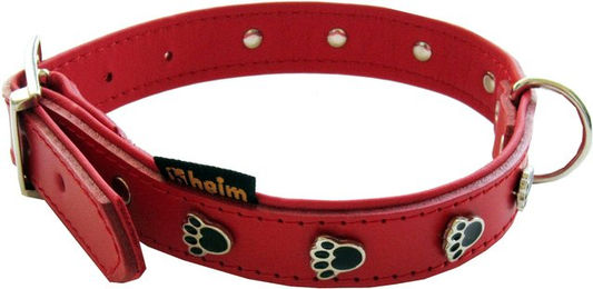 Halsband Pfote aus Leder in Rot – Bild 1 von 1