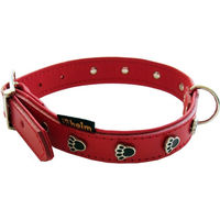 Produktbild von Halsband Pfote aus Leder in Rot