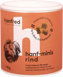 hanfred Hanf Minis Hundesnacks Rind getreidefrei mit hohem Fleischanteil 90 g - 3 x 90 g – Bild 1 von 4
