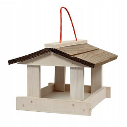 Hängendes Vogelfutterhaus aus Holz von Woodok in Natur Braun – Bild 1 von 3