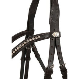 Produktbild von Hans Melzer Calgary Reithalfter aus Leder braun/silber für Warmblut