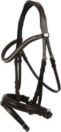 Hans Melzer Horse Equipment Calgary Trense schwedisches Reithalfter aus Leder braun/silber für Vollblut – Bild 1 von 2