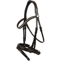 Produktbild von Hans Melzer Horse Equipment Calgary Trense schwedisches Reithalfter aus Leder braun/silber für Vollblut