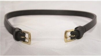 Hans Melzer Horse Equipment Kehlriemen aus Leder für Warmblut in Schwarz mit Messing – Bild 1 von 1