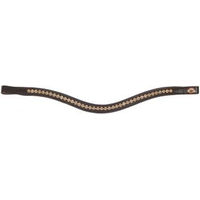 Produktbild von Hans Melzer Horse Equipment Stirnriemen aus Leder für Warmblut Pferde in Braun mit honigfarbenen Steinen