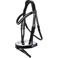 Produktbild von Hans Melzer Horse Equipment Trense für Kaltblut Pferde in Schwarz/Silber mit weißer Unterlegung