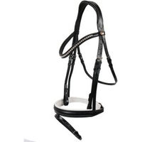 Produktbild von Hans Melzer Horse Equipment Trense für Shetlandpony aus Leder in Schwarz mit silbernen Kristallen und weißer Unterlegung