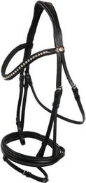 Hans Melzer Horse Equipment Trense für Shetlandpony aus Leder mit silbernen Kristallen in Schwarz – Bild 1 von 2