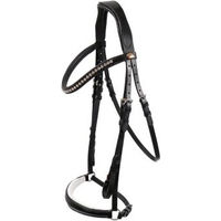 Produktbild von Hans Melzer Horse Equipment Trense Valluhn für Kaltblut in Schwarz/Silber mit weiß unterlegtem Reithalfter