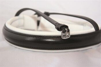 Produktbild von Hans Melzer Kandarenreithalfter für Pferde Leder schwarz/silber mit weißer Unterlegung