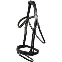 Produktbild von Hans Melzer Luhmühlen Trense aus Leder für Ponys in Schwarz/Silber mit dunklen Kristallen