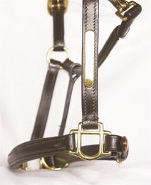 Hans Melzer Pony Halfter aus Leder in Braun mit Messingbeschlägen – Bild 1 von 2
