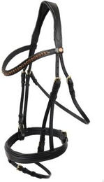 Produktbild von Hans Melzer Pony Trense aus Leder in Schwarz mit Messingbeschlägen