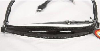 Produktbild von Hans Melzer Reithalfter für Ponys aus Leder in Schwarz/Silber mit weißer Unterlegung