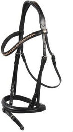 Hans Melzer Trense aus Leder in Schwarz/Silber für Warmblut Pferde – Bild 1 von 3