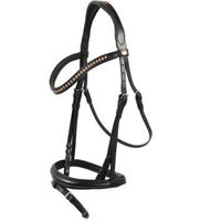 Produktbild von Hans Melzer Trense aus Leder in Schwarz/Silber für Warmblut Pferde