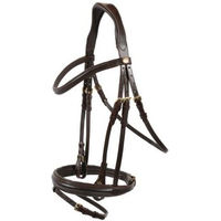 Produktbild von Hans Melzer Trense für Warmblut aus Leder in Braun mit Messingbeschlägen