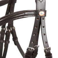 Produktbild von Hans Melzer Trense für Warmblut aus Leder in Braun mit Silberfarbenen Beschlägen
