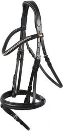Hans Melzer Trense Valluhn für Warmblut aus Leder in Schwarz/Silber – Bild 1 von 3