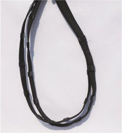 Hans Melzer Zügel feingummiert schwarz/silber mit 9 Stoppern in 6cm Abständen für Warmblut WB – Bild 1 von 2