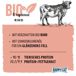 Happy Cat Bio Katzenfutter Rind Pouch für erwachsene Katzen 12x85 g - 12 x 85 g – Bild 1 von 5