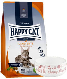 Produktbild von Happy Cat Culinary Adult Katzenfutter Ente getreidefrei mit Futternapf 1000g
