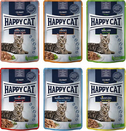 Happy Cat Katzen Nassfutter Mixpaket 12 x 85 g Stückchen in Sauce für erwachsene Katzen sterilisiert - 12 x 85 g – Bild 1 von 2