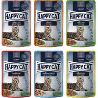 Produktbild von Happy Cat Katzen Nassfutter Mixpaket 12 x 85 g Stückchen in Sauce für erwachsene Katzen sterilisiert - 12 x 85 g