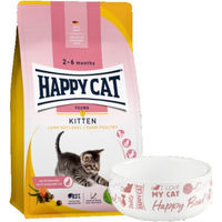 Produktbild von Happy Cat Kitten Futter Geflügel mit Futternapf für Katzen zur Unterstützung von Immunsystem und Verdauung 1000g