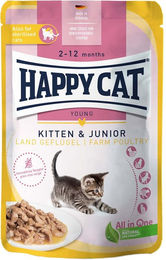 Produktbild von Happy Cat Kitten & Junior Nassfutter Land Geflügel 12x85g